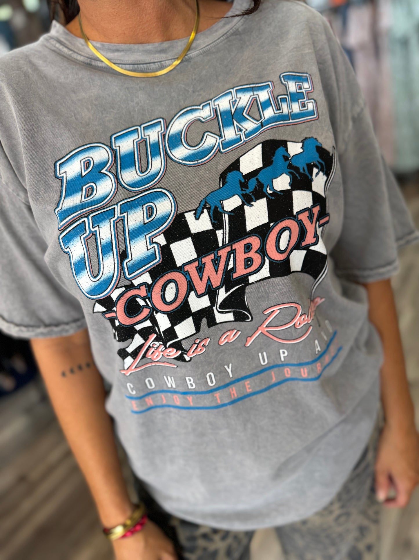 Buckle Up Cowboy Oversized Mineral Tee