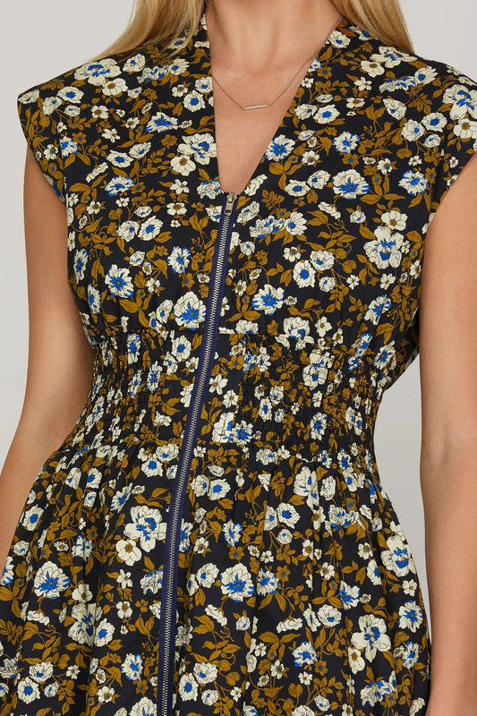 Perry Floral Zip Navy Dress