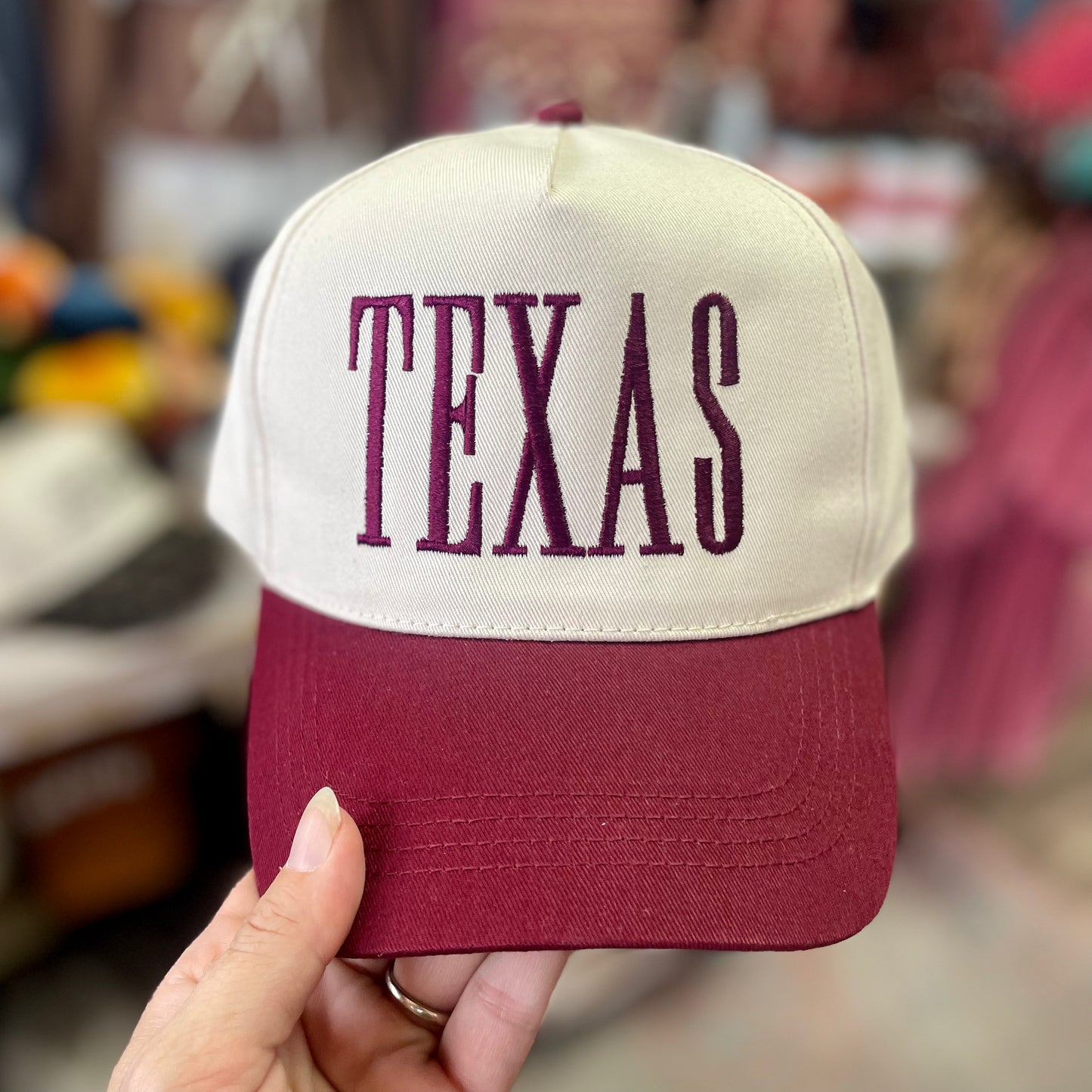 Texas Embroidered Maroon Hat