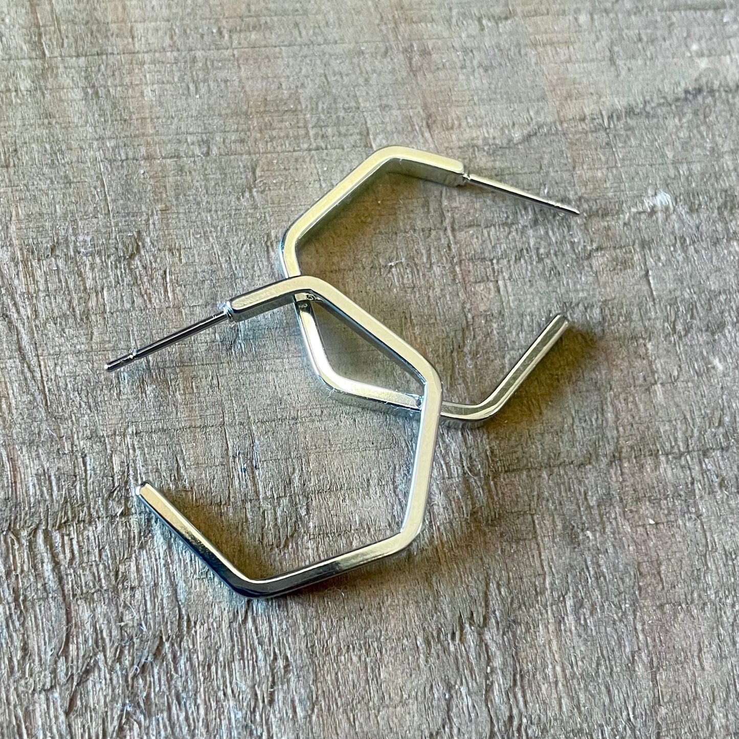 Palmer 14K Gold Dipped Hypoallergenic Hexagon Hoop Earrings
