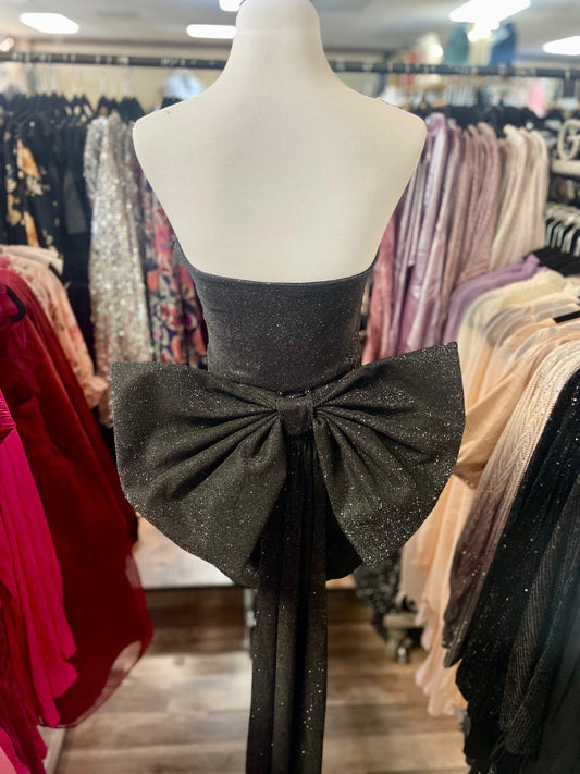 Venisha Bow & Train Shimmer Mini Dress