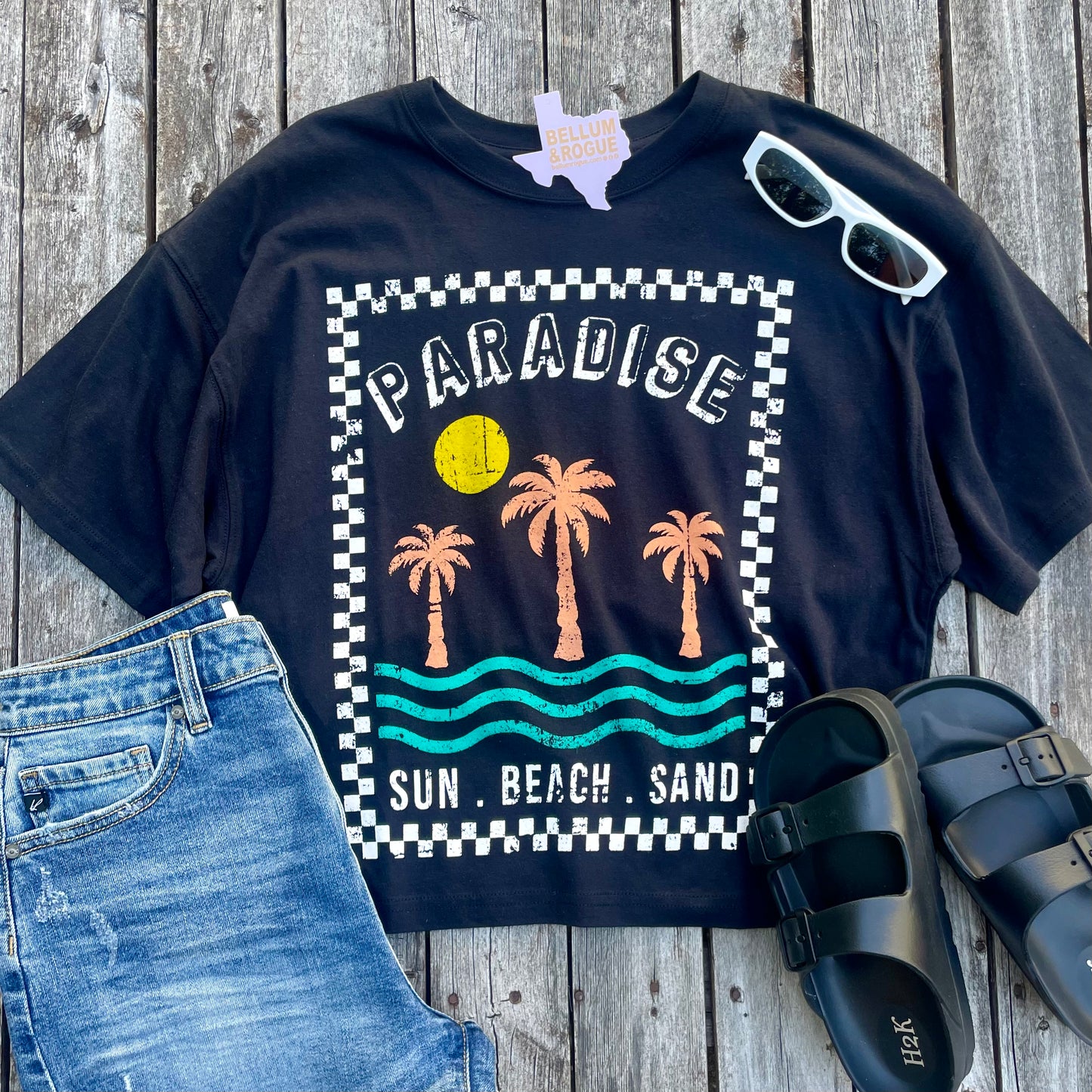 Paradise Sun Beach Sand Cropped Tee