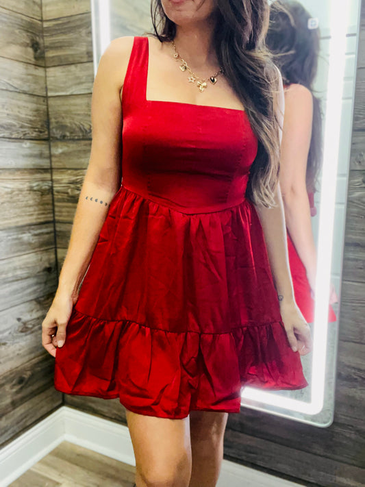 Pasadena Satin Square Neck Dress