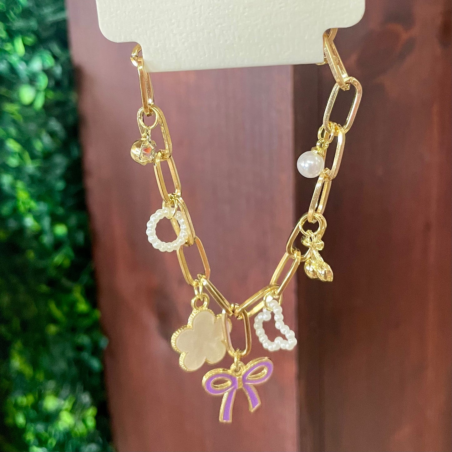 Lennox Cherry Bow Charm Chain Bracelets