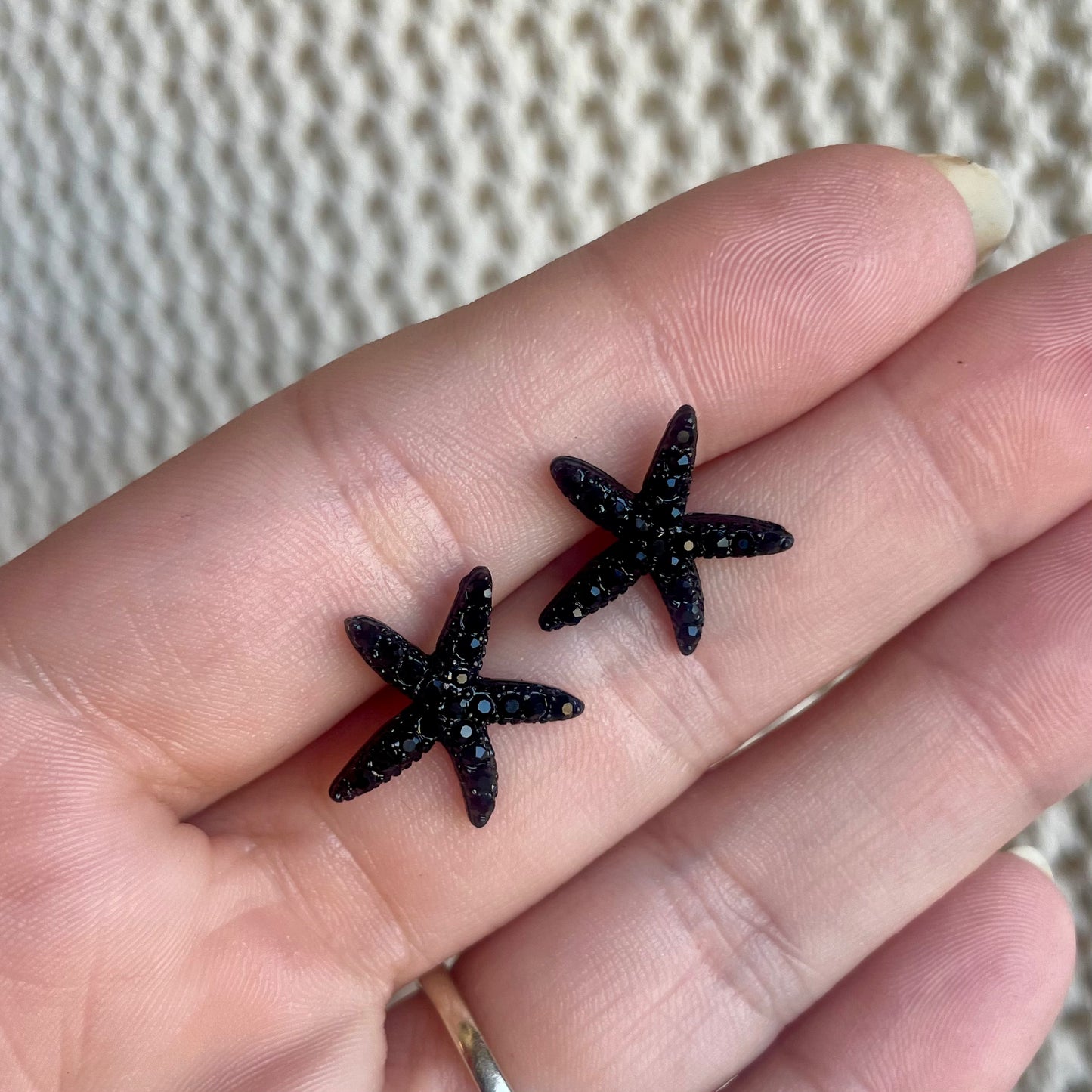 Delmar Crystal Starfish Jet Stud Earrings