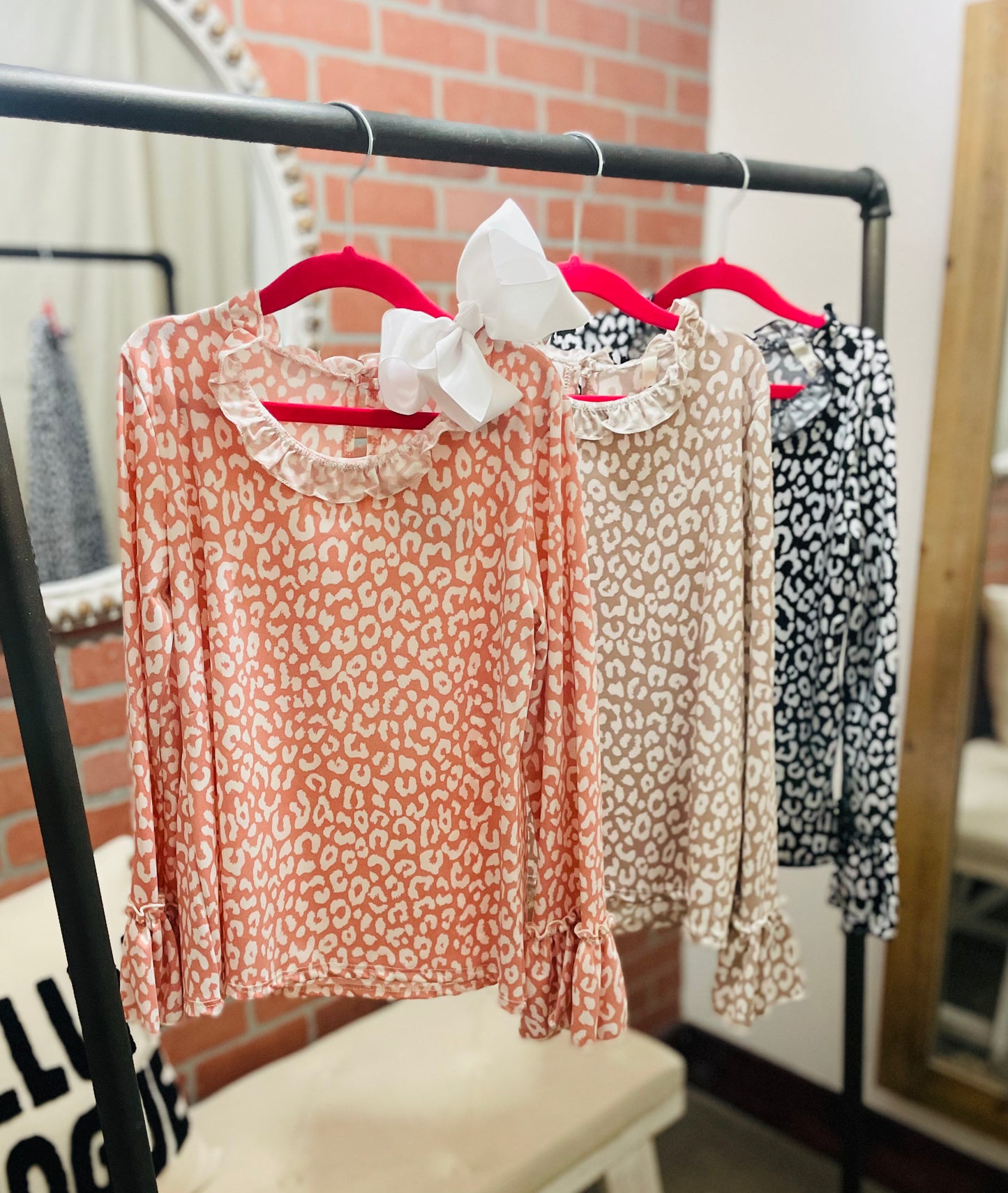 **SALE!!** Girls Leopard Ruffle Top