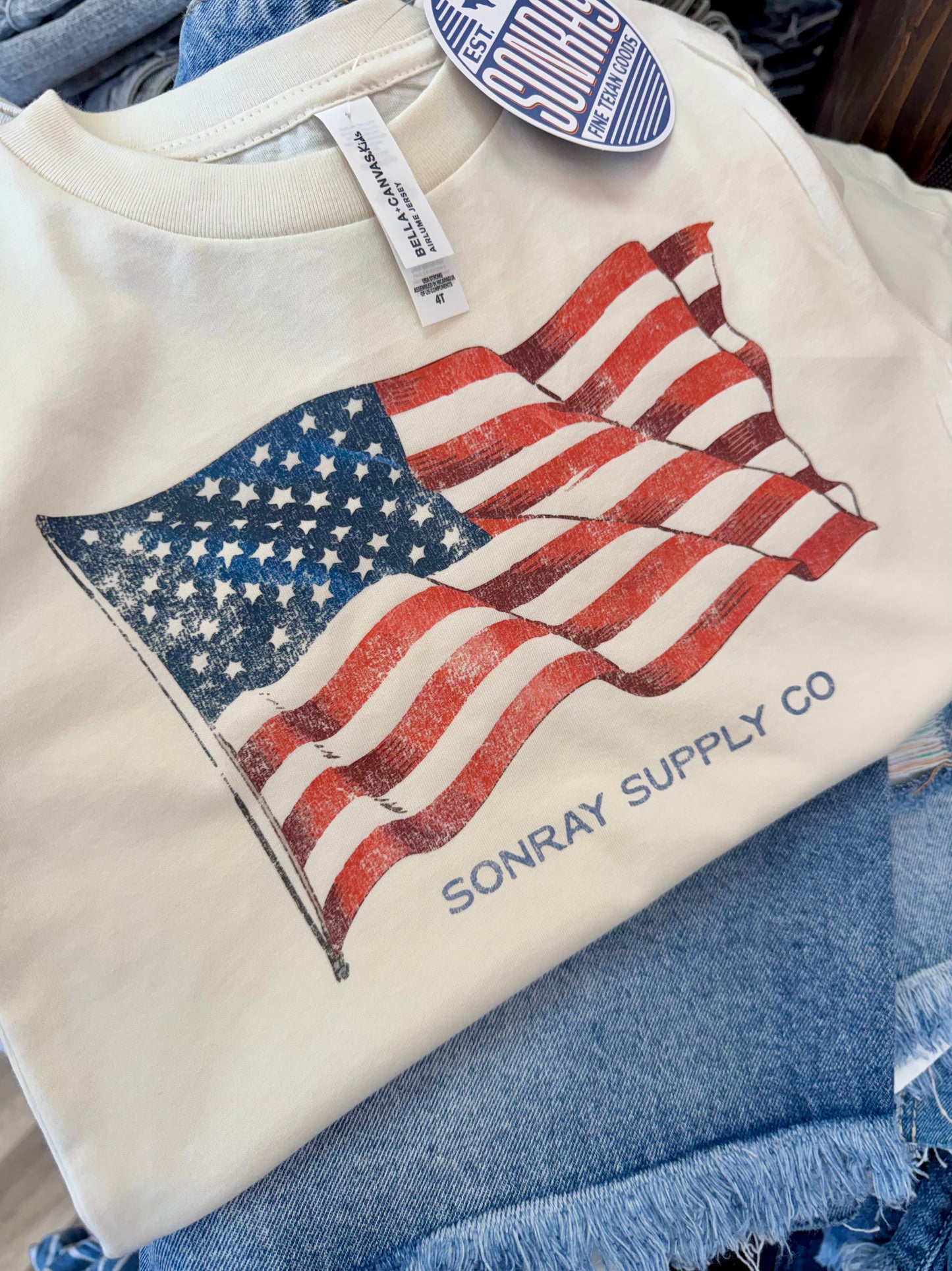 Sonray Kids Ivory American Flag Tee