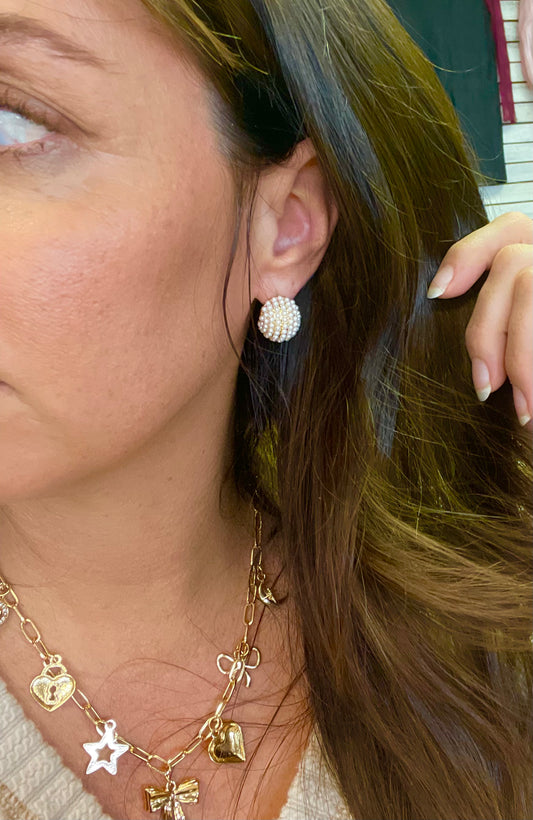 Dupont Pearl Walnut Hoop Earrings