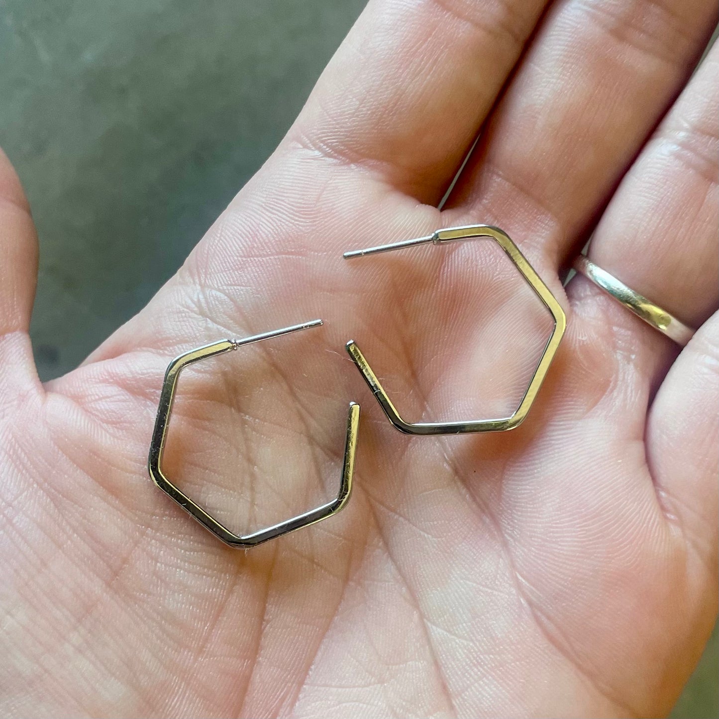 Palmer 14K Gold Dipped Hypoallergenic Hexagon Hoop Earrings