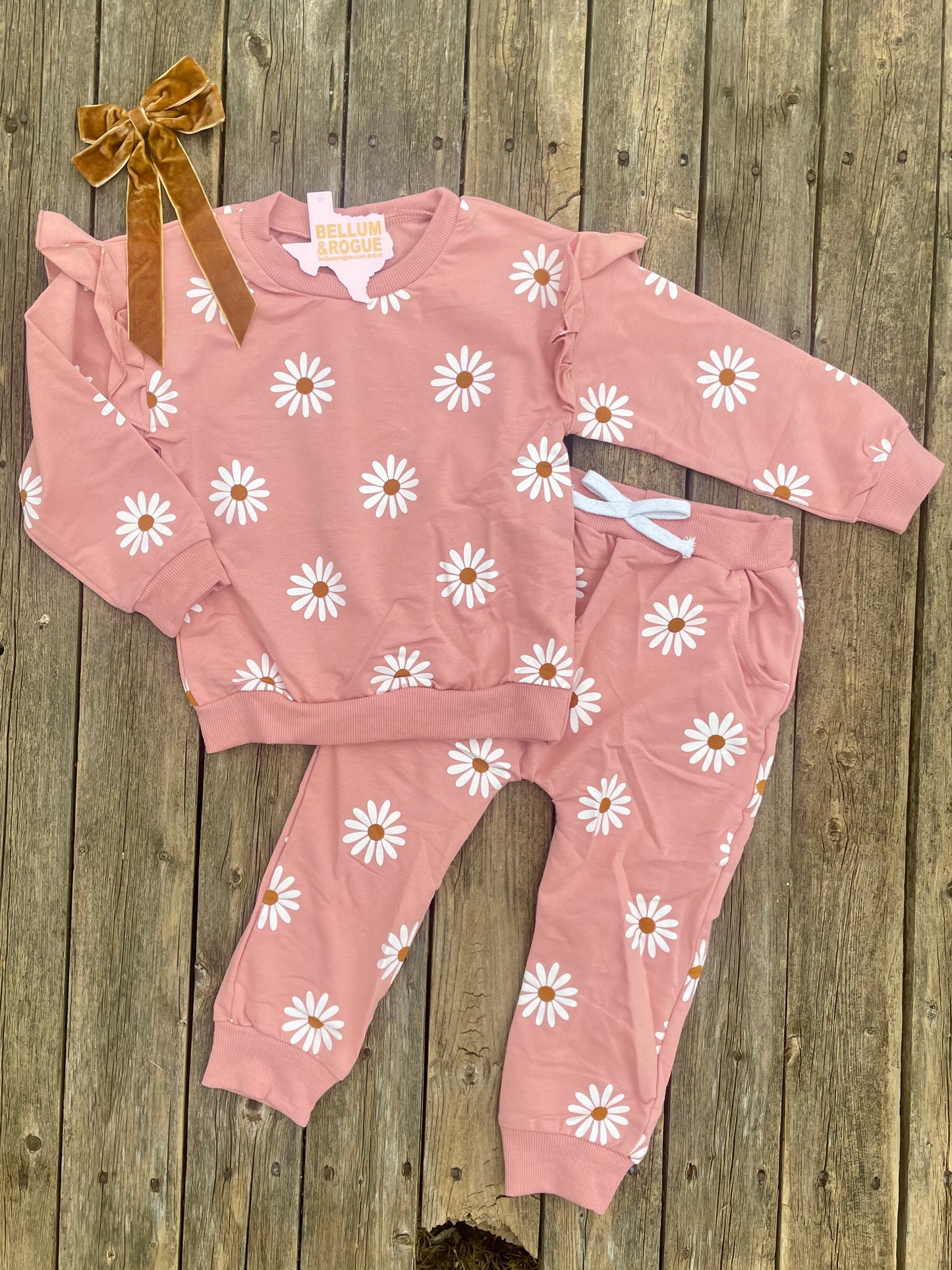 Girls Mauve Daisy Jogger Set