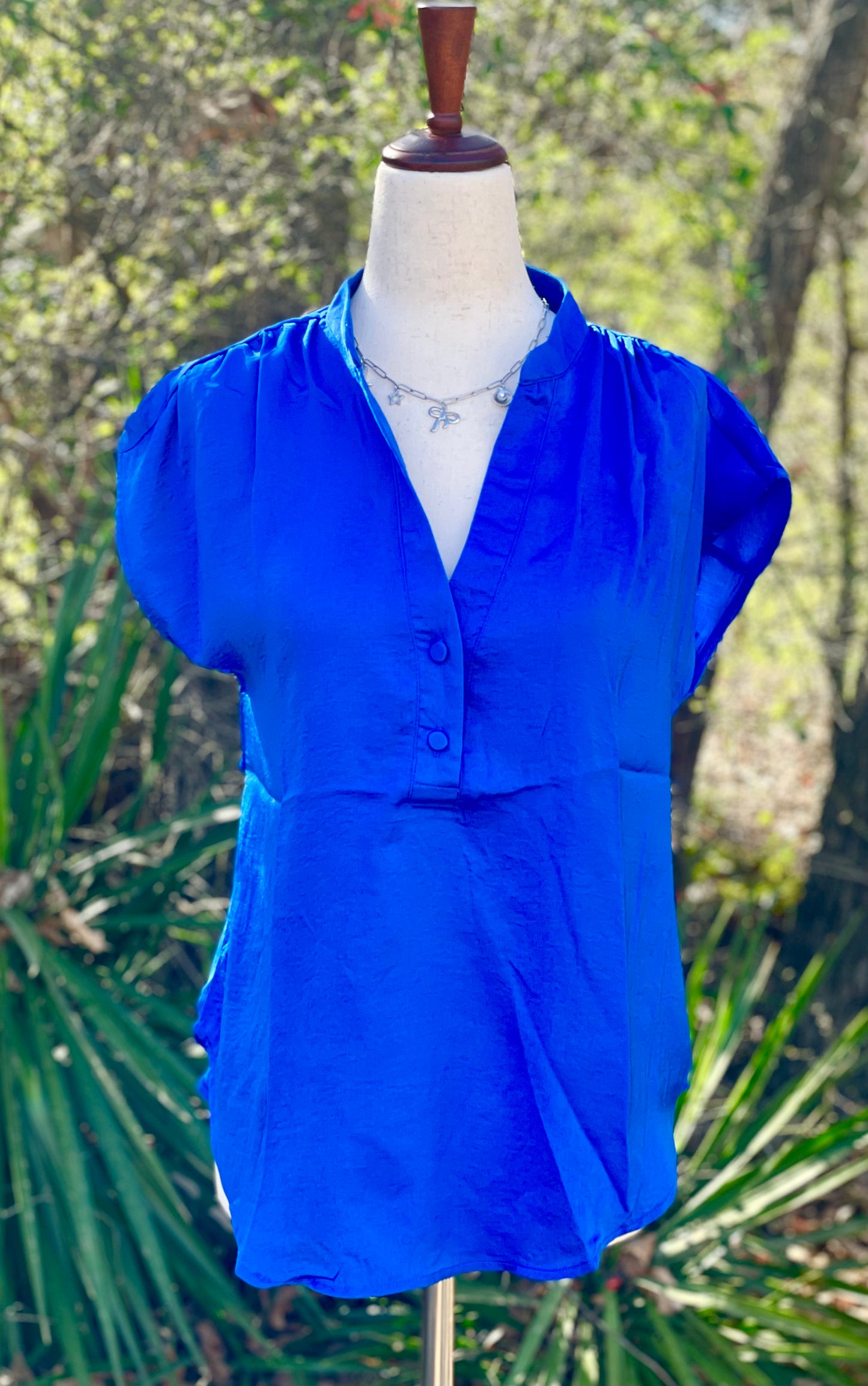 Lydia Split Neck Silky Blouse