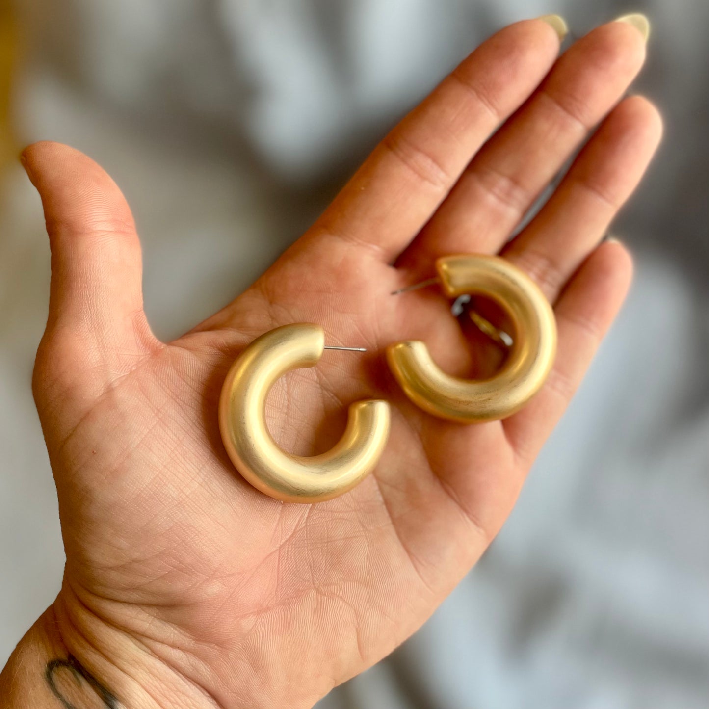 Palmer Thick Matte Gold Hoop Earrings