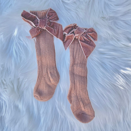 Baby Girls Velvet Bow Socks