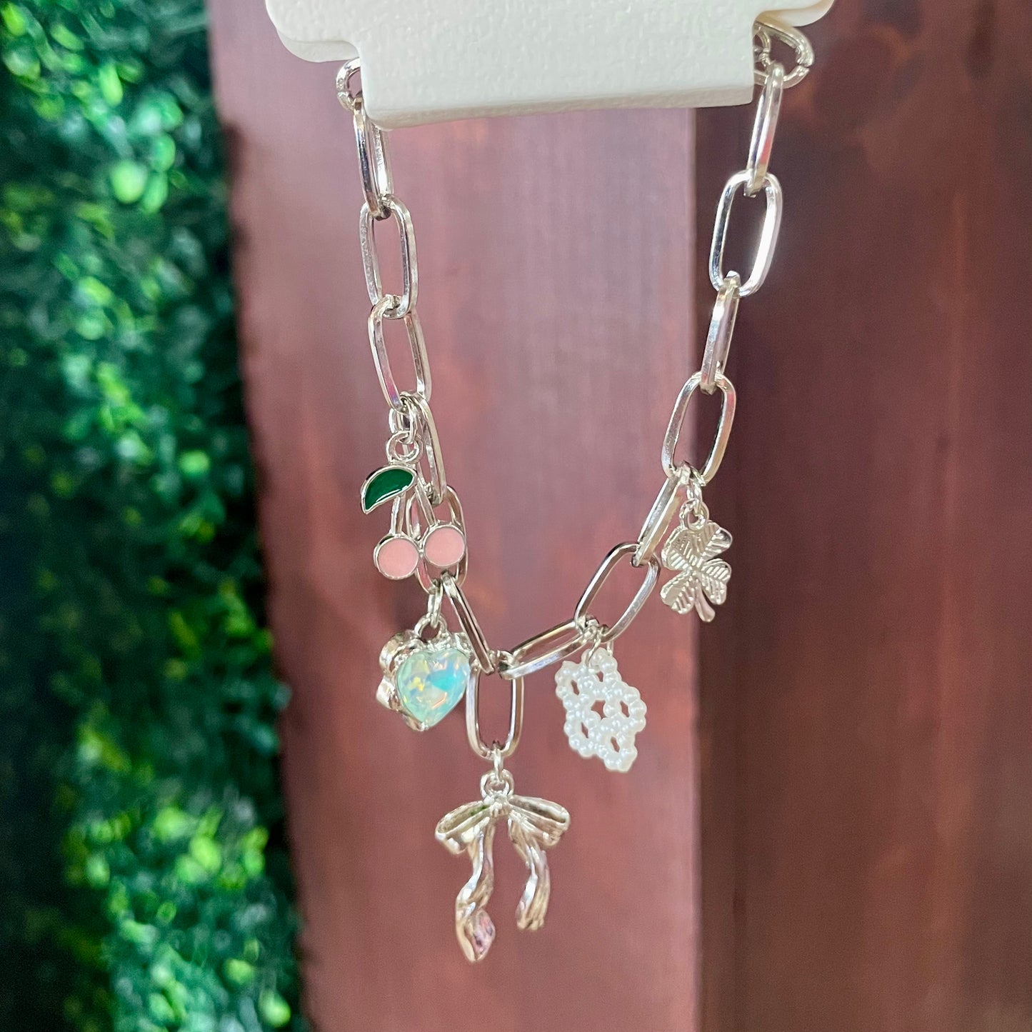 Lennox Cherry Bow Charm Chain Bracelets