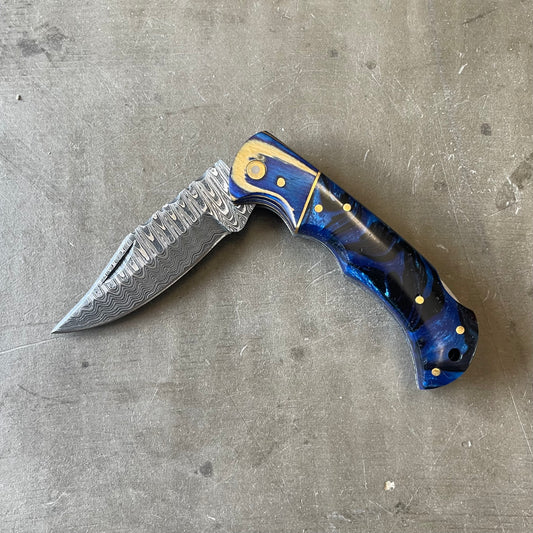 Titan Blue Diamond Knife & Leather Sheath with Sharpening Steel