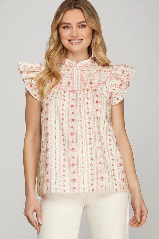 Nelly Lattice Printed Blouse