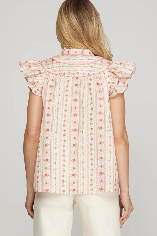 Nelly Lattice Printed Blouse