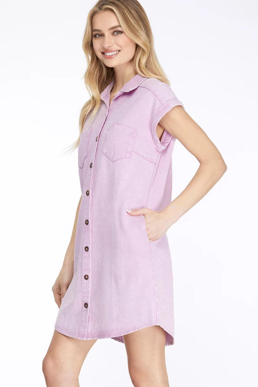 Sandoval Denim Buttondown Lilac Dress