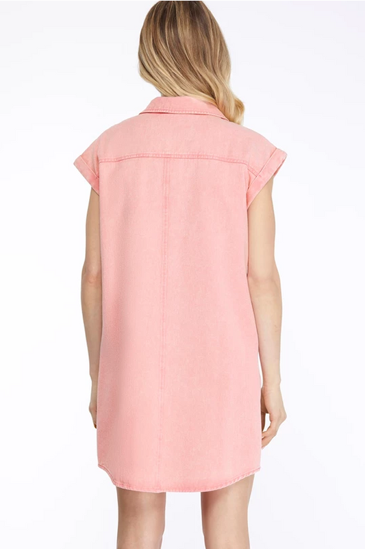 Sandoval Denim Buttondown Pink Dress