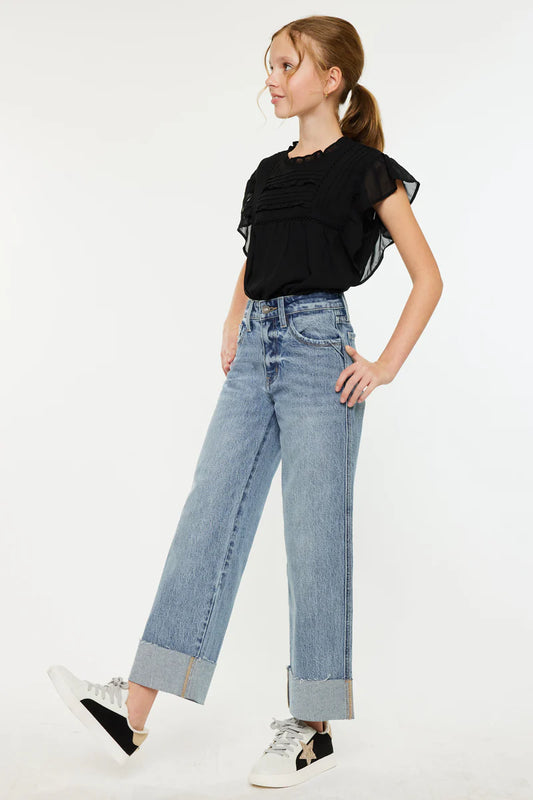 Girls Kancan Danielle 90s Crop Wide Leg Jeans