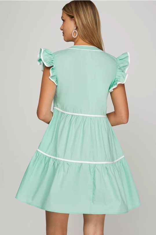 Amory Mint V Neck Dress