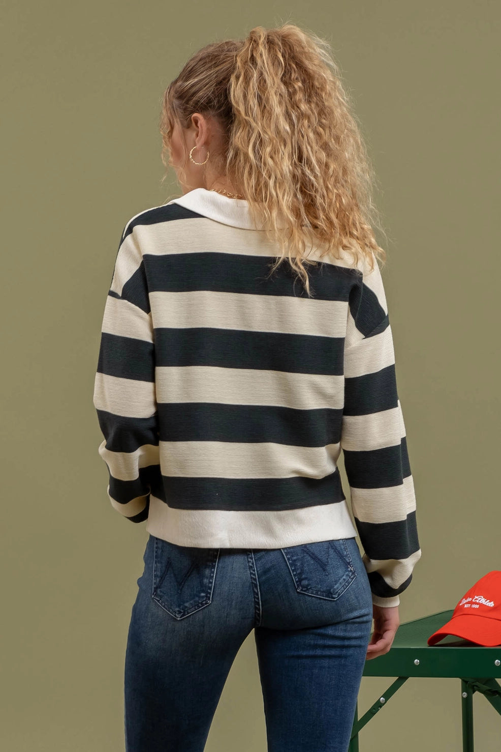 Carlin Collared Stripe Knit Top
