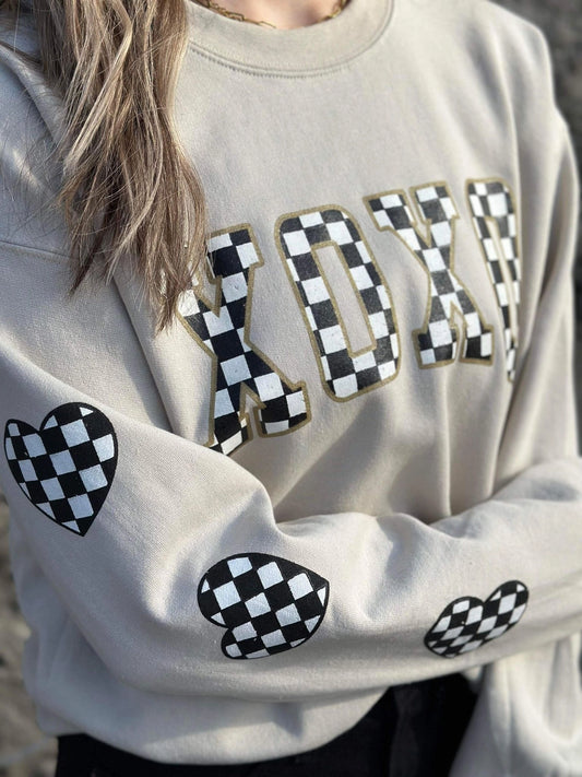 Checkered XOXO Sweatshirt (Size Small)