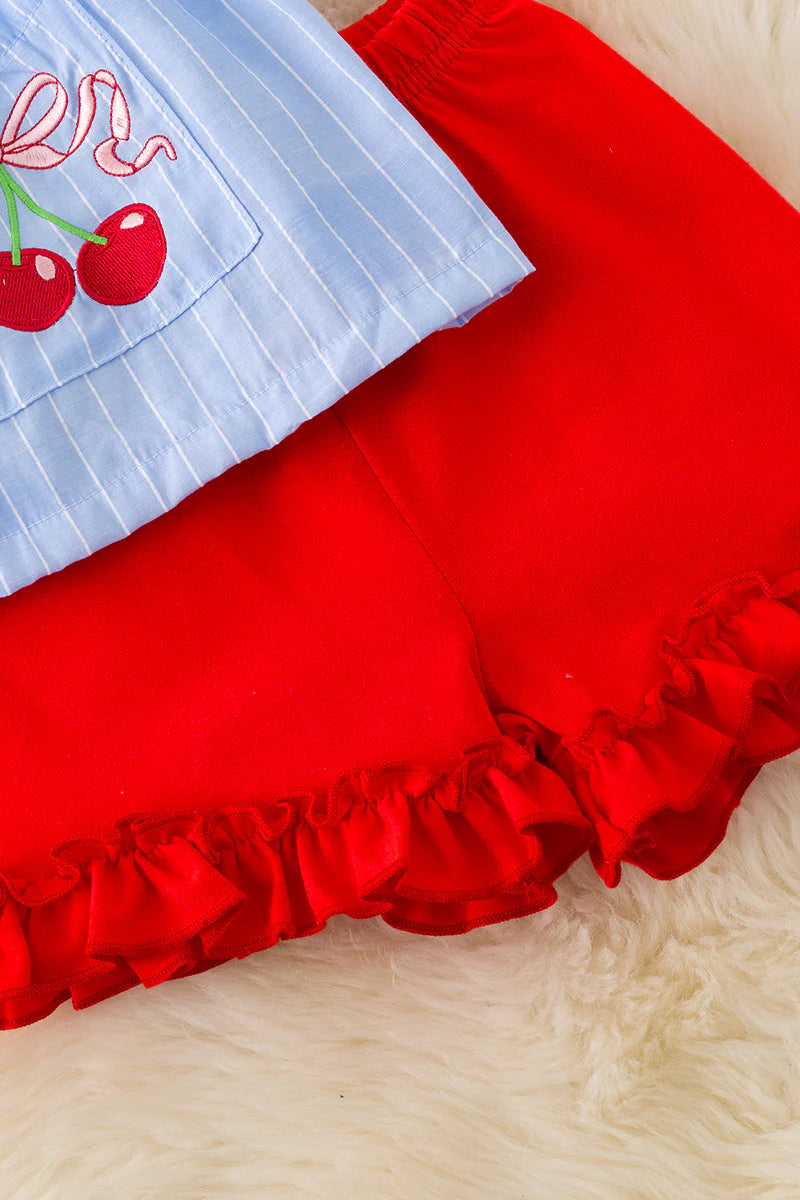 Girls Cherry Bow Tunic Set
