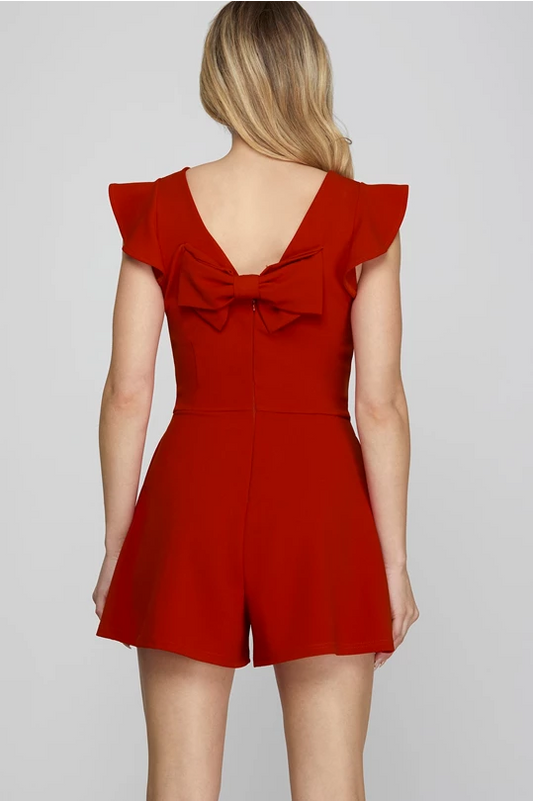 Saylor Bow Red Romper