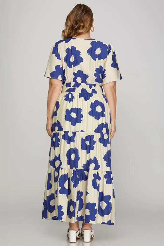 Brooke Mod Floral Royal Blue Maxi Dress