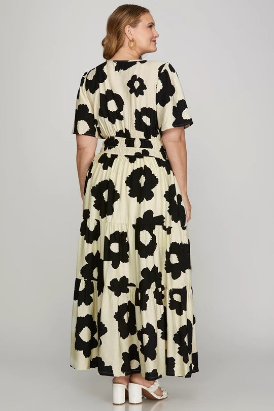 Brooke Mod Floral Black Maxi Dress