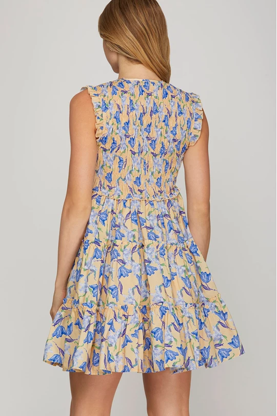Morgan V Neck Floral Tulip Dress