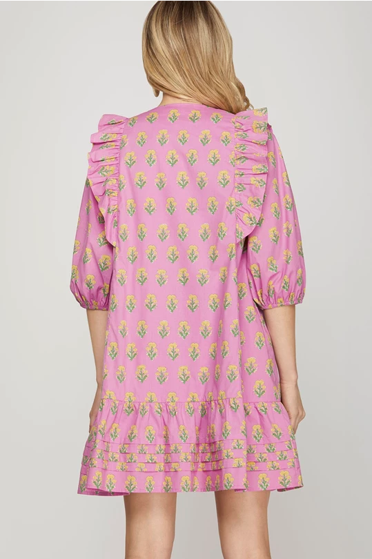Sunday Peasant Pink Floral Dress