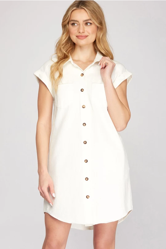 Sandoval Denim Buttondown Ivory Dress