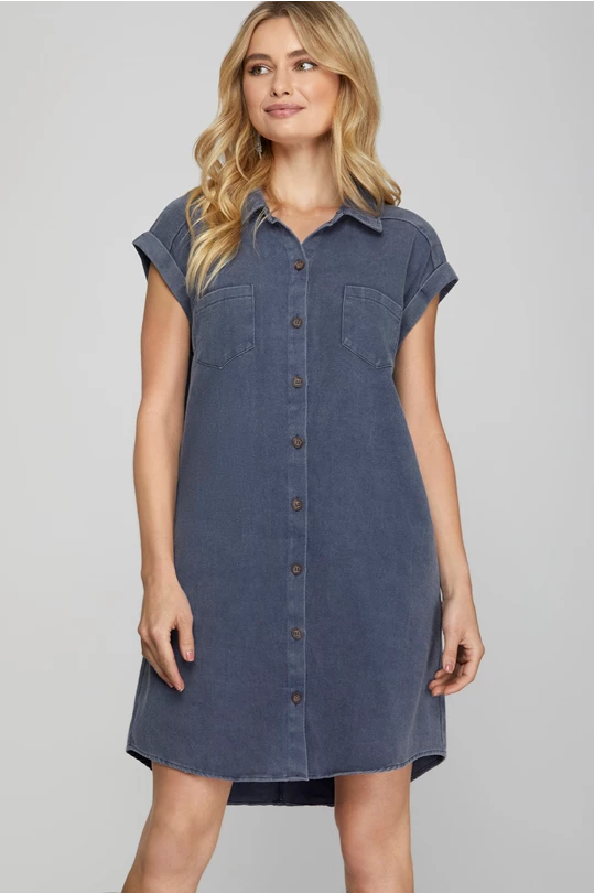 Sandoval Denim Buttondown Navy Dress
