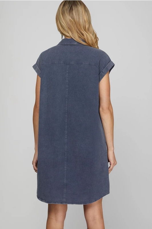Sandoval Denim Buttondown Navy Dress