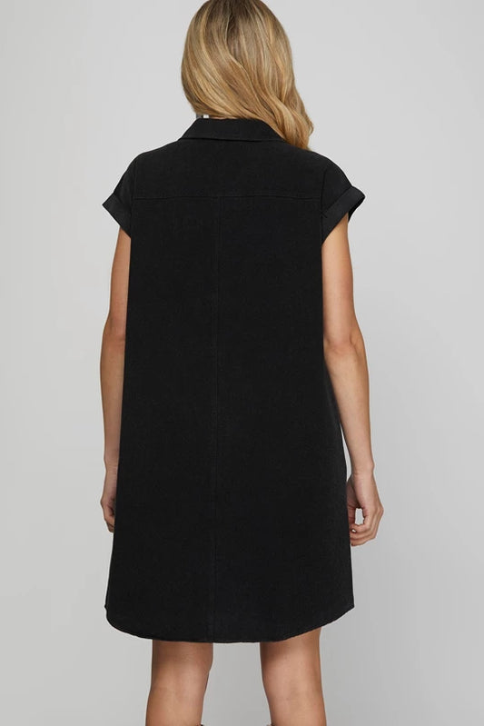 Sandoval Denim Buttondown Black Dress
