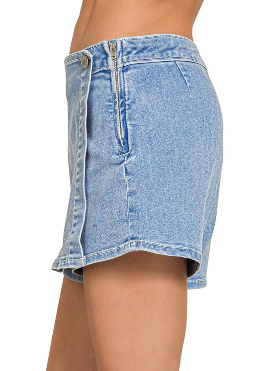Zenana Wrap Blue Denim Skort