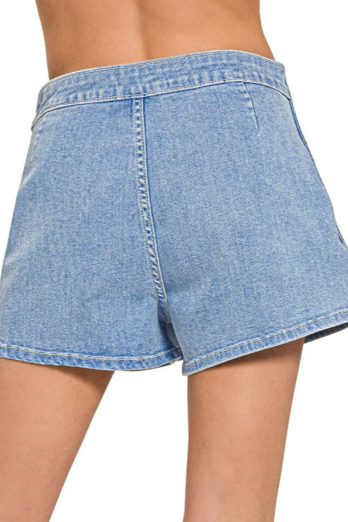 Zenana Wrap Blue Denim Skort