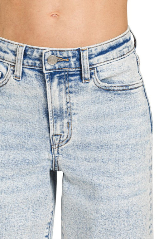 Zenana Clearwater Acid Wash Wide Leg Jeans