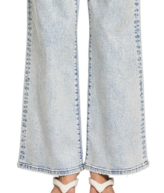 Zenana Clearwater Acid Wash Wide Leg Jeans