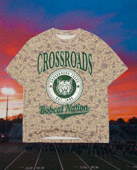 **PREORDER** Adult Vintage Badge Crossroads Bobcats Oversized Tee