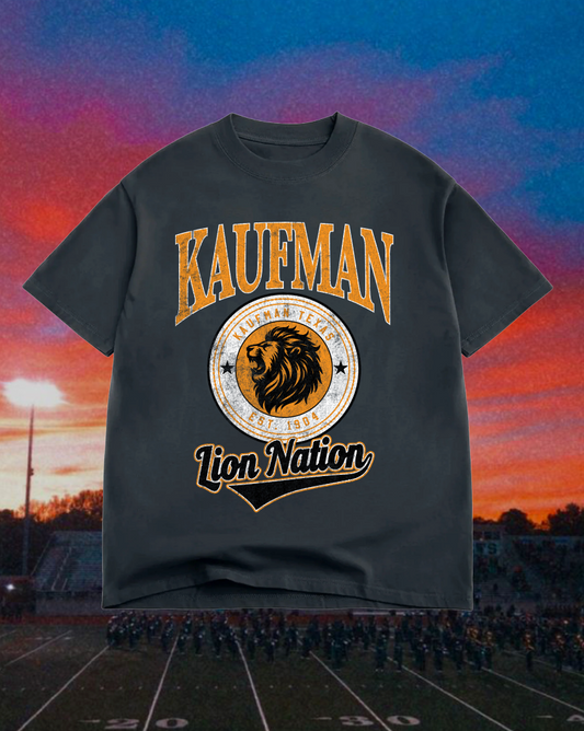 **PREORDER** Adult Vintage Badge Kaufman Lions Oversized Tee