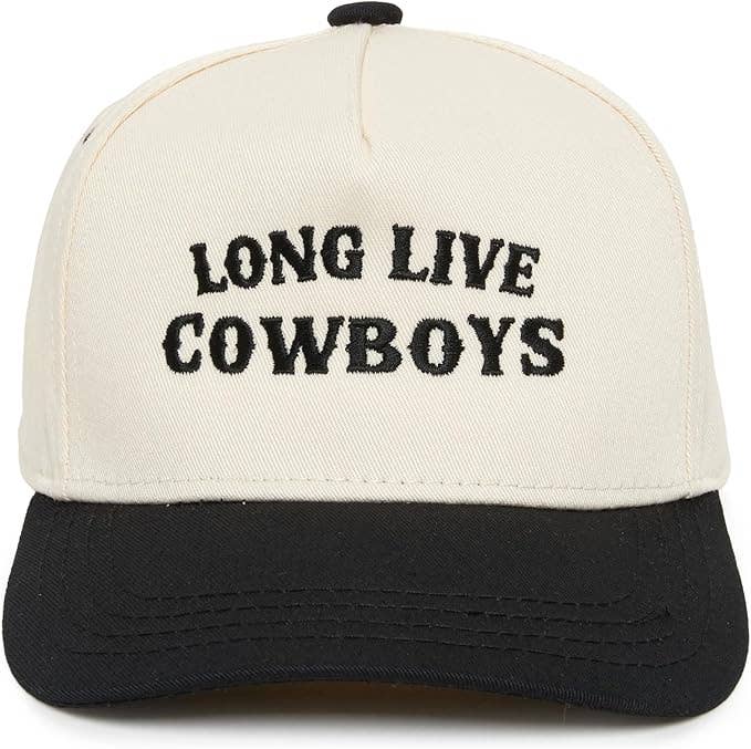 Boys Long Live Cowboys Embroidered Black Hat