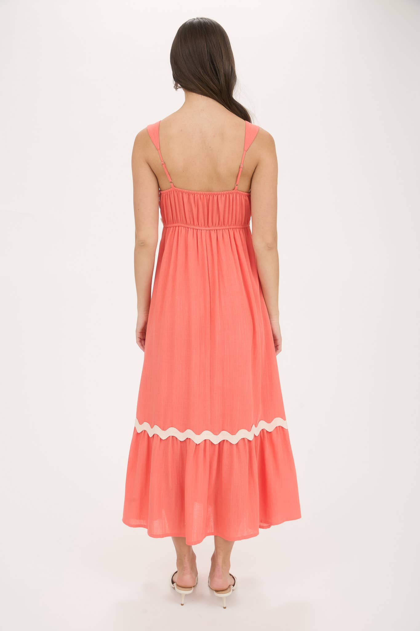 Quinn Rick Rack Trim Coral Dress