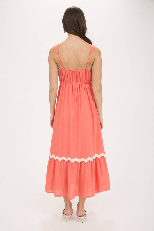 Quinn Rick Rack Trim Coral Dress