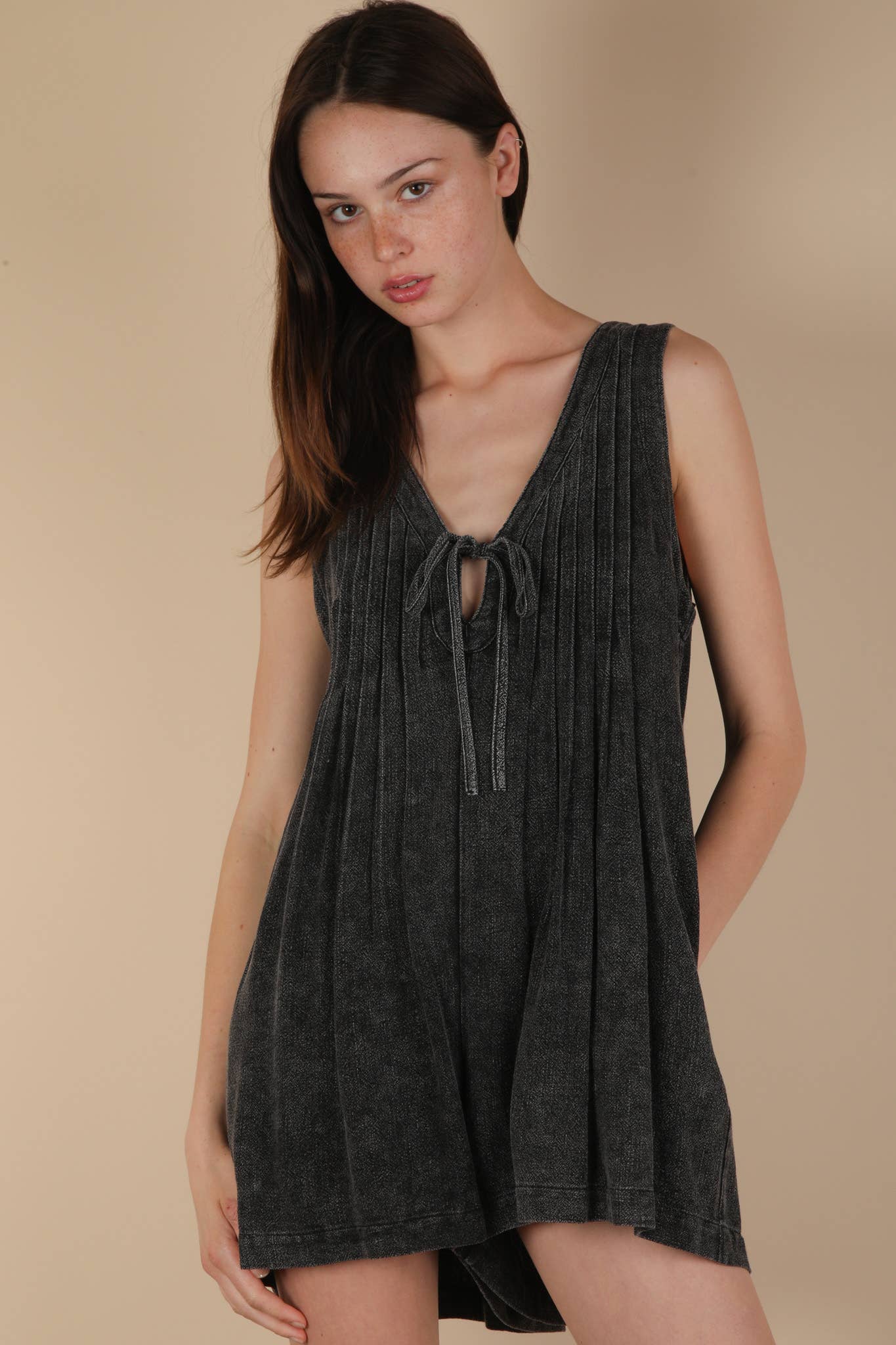 Oaklynn Pleated Linen Romper