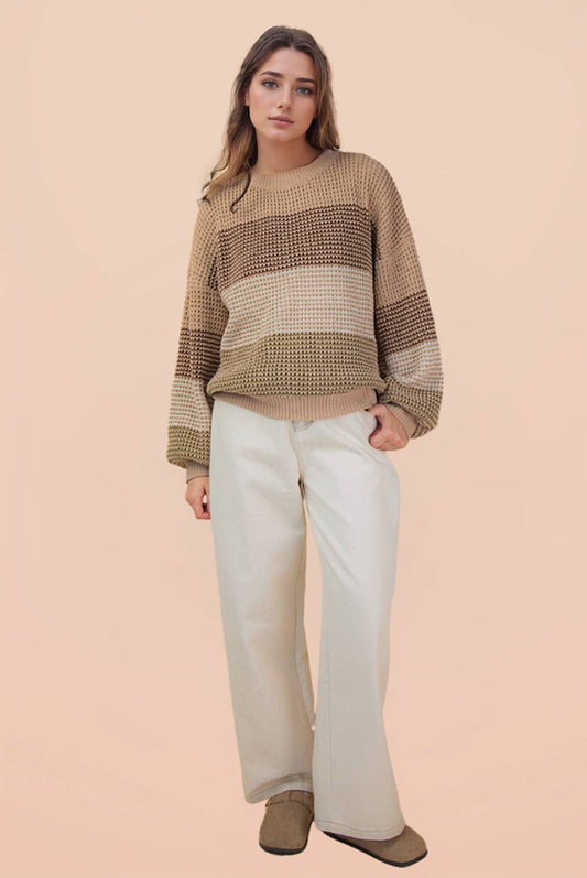 Austen Multi Striped Brown Sweater