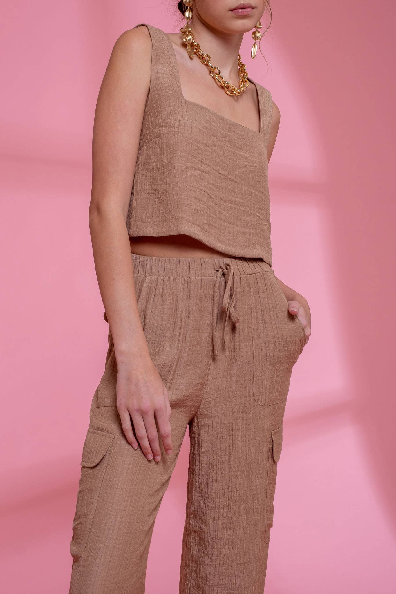 Shylo Crinkle Cargo Pant Set