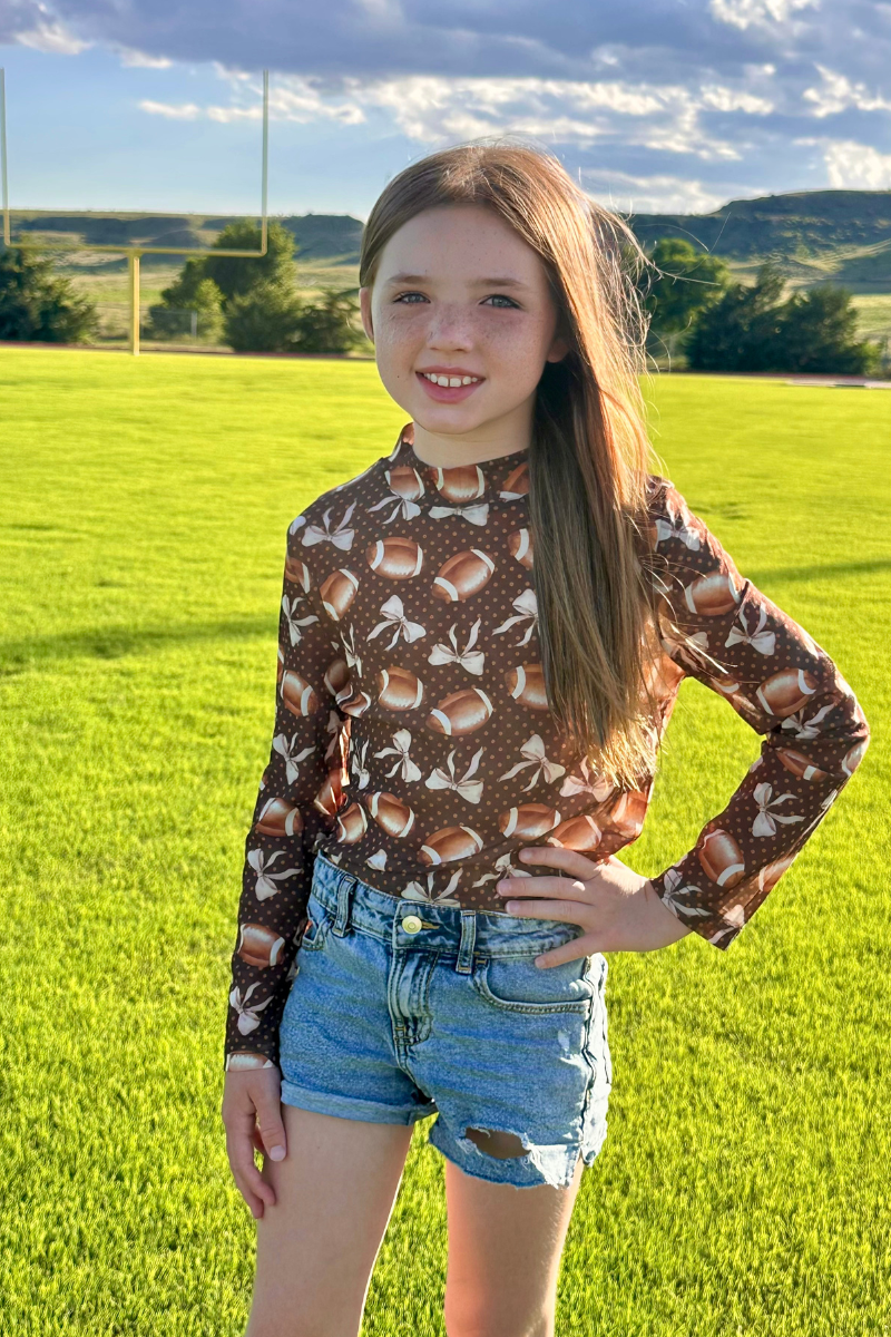 Girls Mesh Football Bow Top